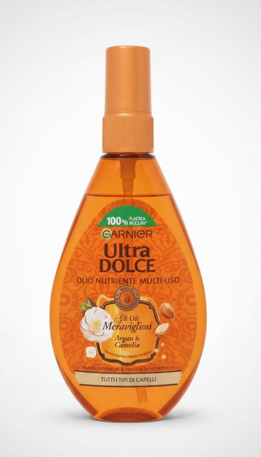Garnier Ultra Dolce Olio Nutriente Multi-Uso Meraviglioso – 150ml – Argan & Camelia – Nutre e Ravviva la Lucentezza – Senza Risciacquo