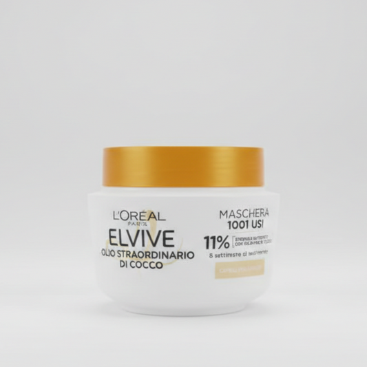 L'Oréal Elvive Maschera Olio Straordinario Cocco 300ml – Trattamento Multiuso 3-in-1 con Olio Extra-Fine per Capelli Secchi e Normali