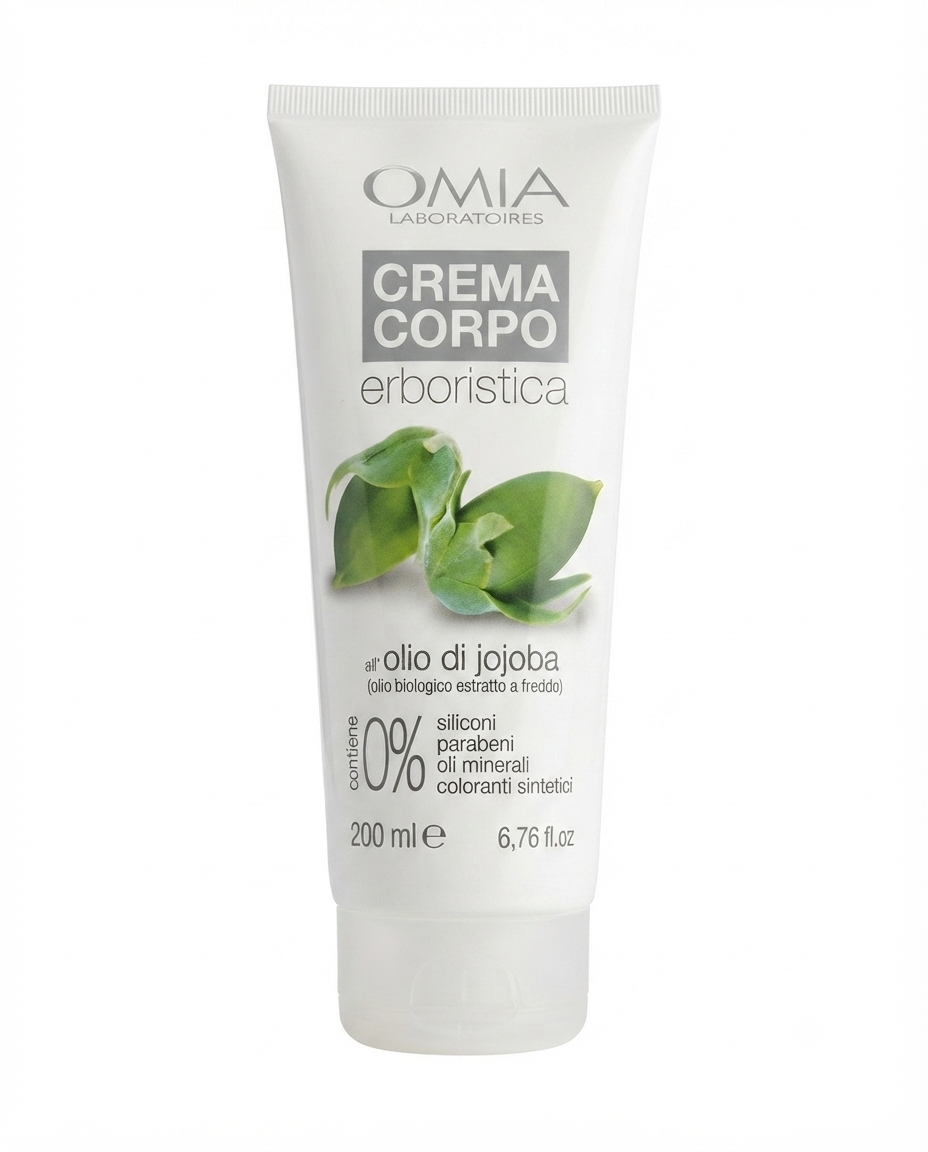 Omia Crema Corpo Erboristica Olio di Jojoba Bio 200 ml, nutriente, restitutiva e a rapido assorbimento per tutti i tipi di pelle.