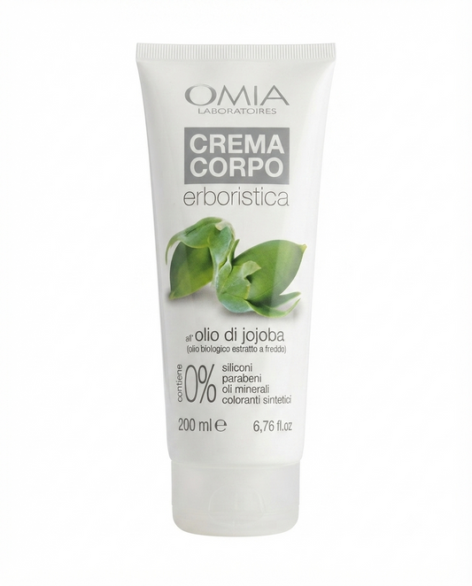 Omia Crema Corpo Erboristica Olio di Jojoba Bio 200 ml, nutriente, restitutiva e a rapido assorbimento per tutti i tipi di pelle.