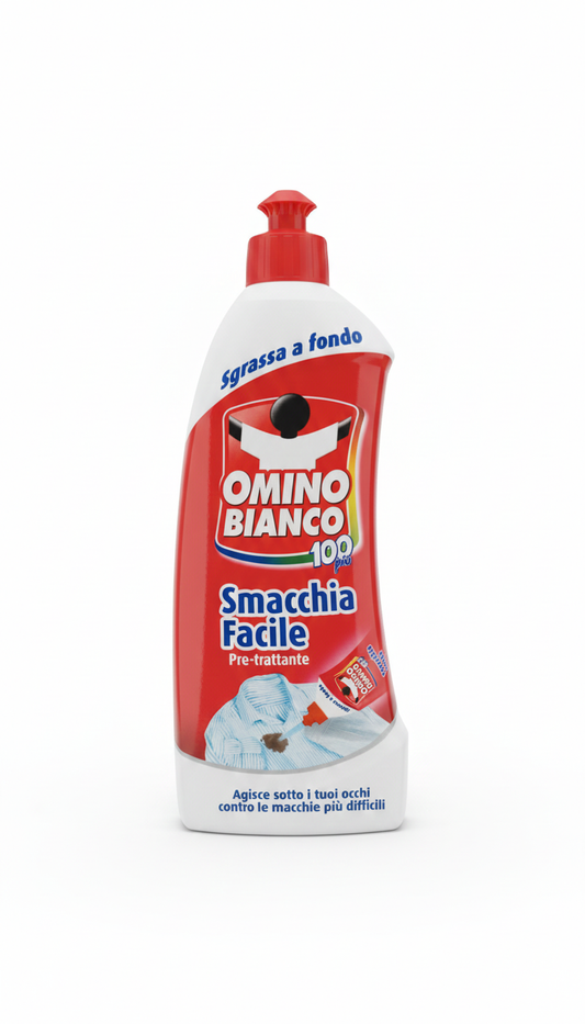 Omino Bianco Smacchia Facile 100+ Pre-Trattante 500ml | Additivo Smacchiatore per Macchie Ostinate | Sicuro su Bianchi e Colorati