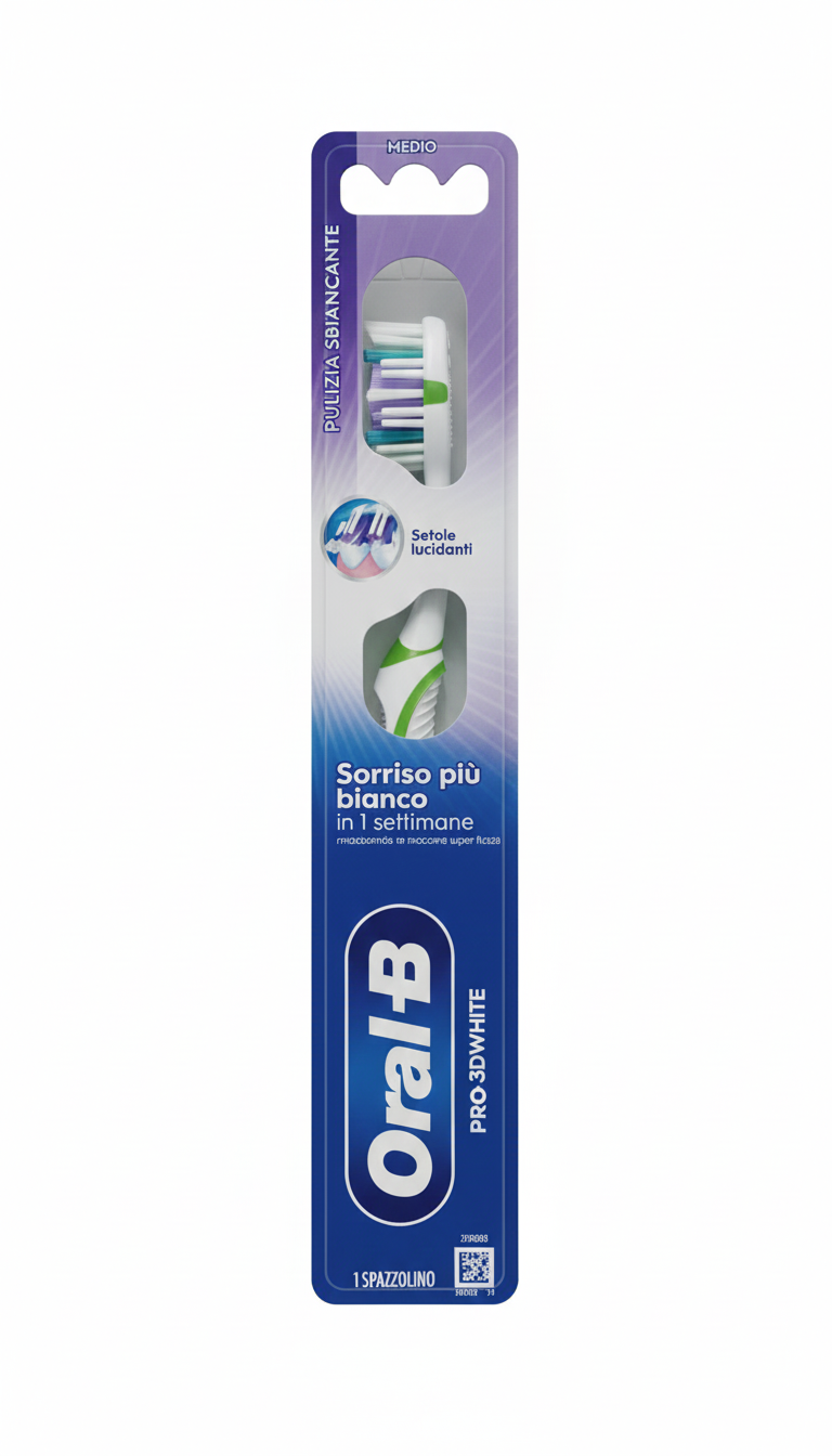 Oral-B Spazzolino Manuale Pro-3D White | Pulizia Sbiancante Media | Rimuove le Macchie Superficiali | Sorriso più Bianco in 7 Giorni