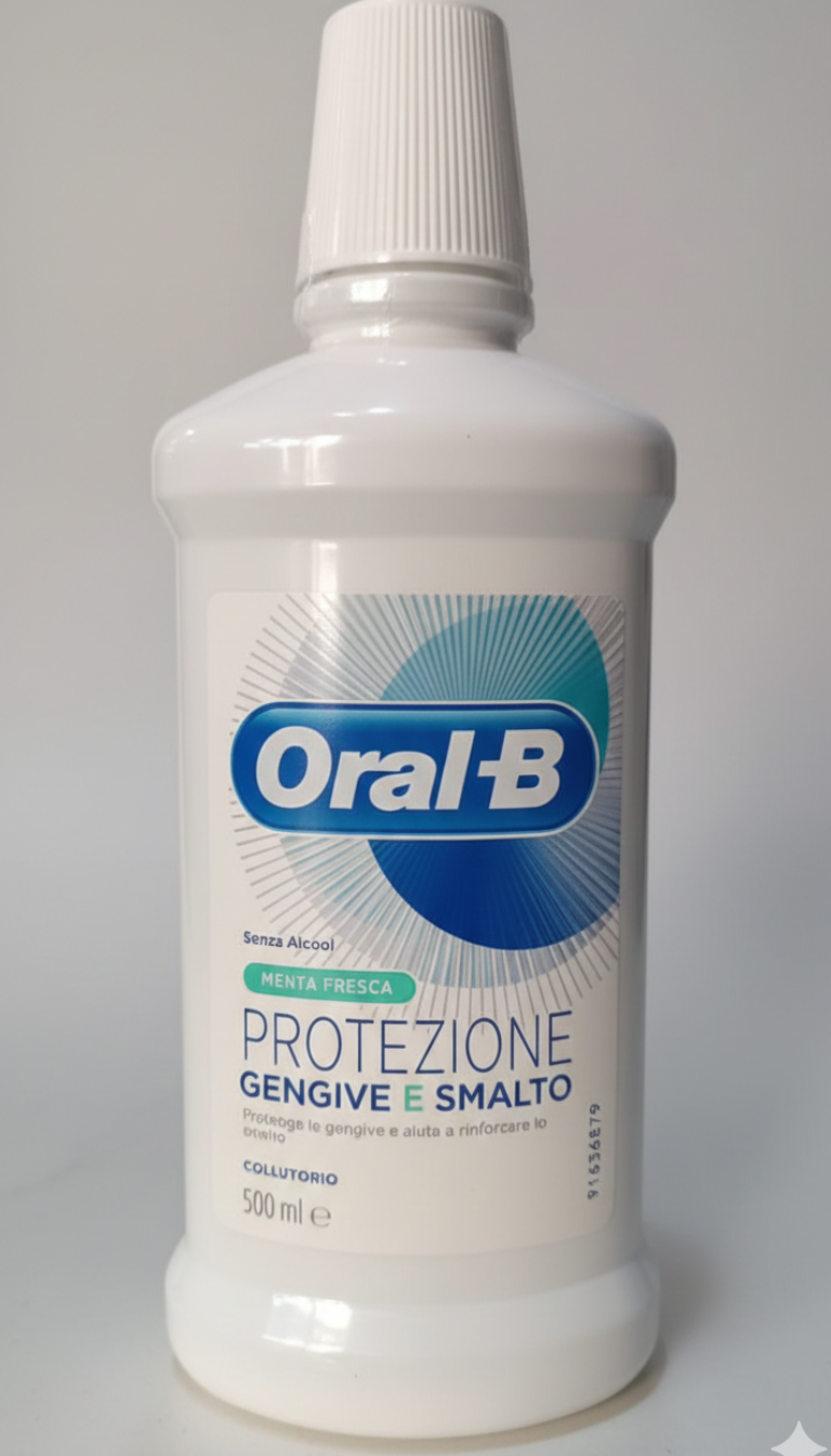 Oral-B Collutorio Protezione Gengive e Smalto 500 ml | Menta Fresca Senza Alcool | Rinforza lo Smalto e Previene la Carie | Tecnologia Clinicamente Testata
