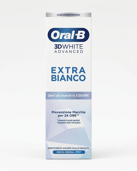 Oral-B 3D White Advanced Extra Bianco Dentifricio 75ml Menta Fredda – Sbiancante Smalto Sicuro Denti Bianchi in 3 Giorni