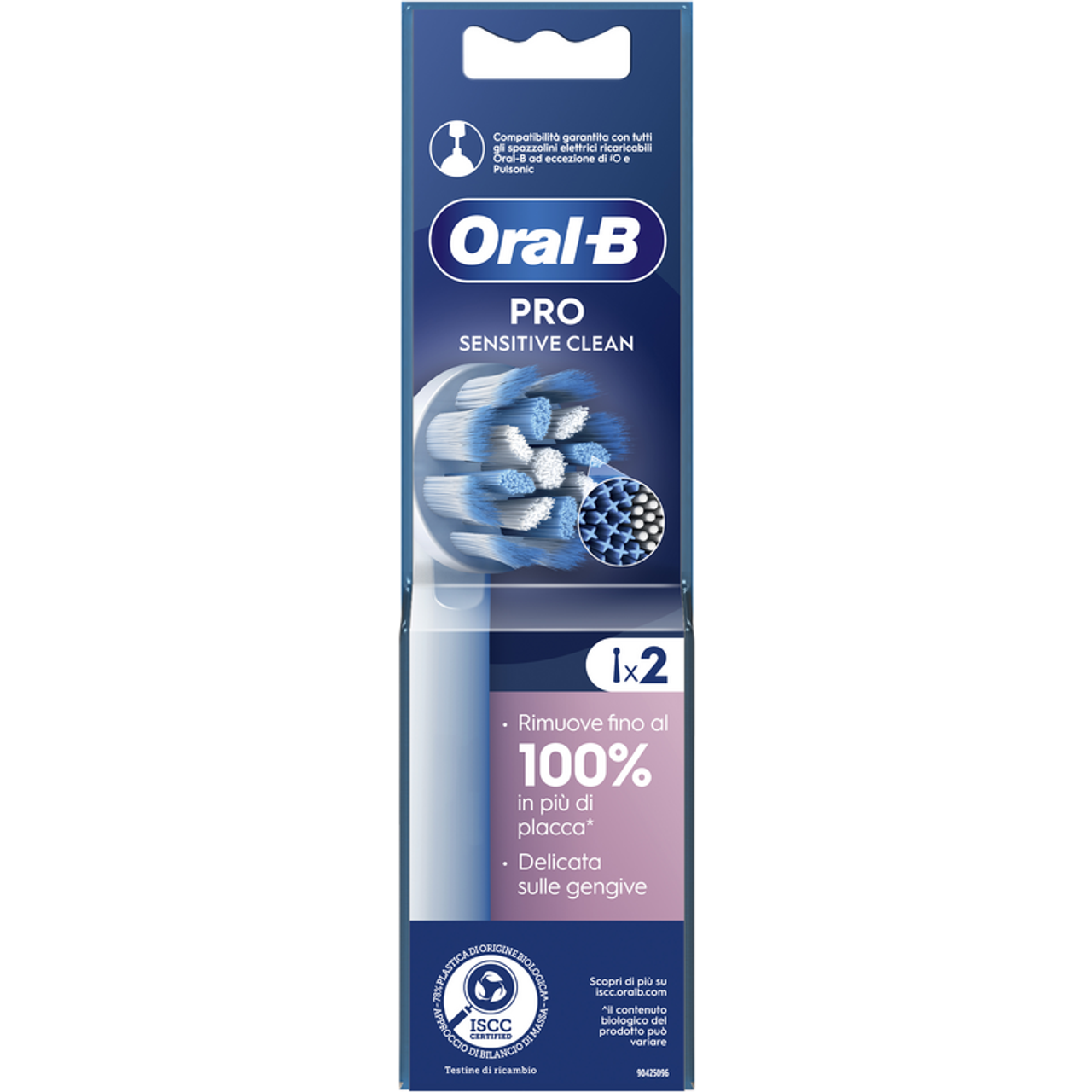 Oral-B PRO Sensitive Clean Testine di Ricambio | Ultra Morbide per Gengive Sensibili | Rimuove fino al 100% di Placca | Confezione 2 Pezzi