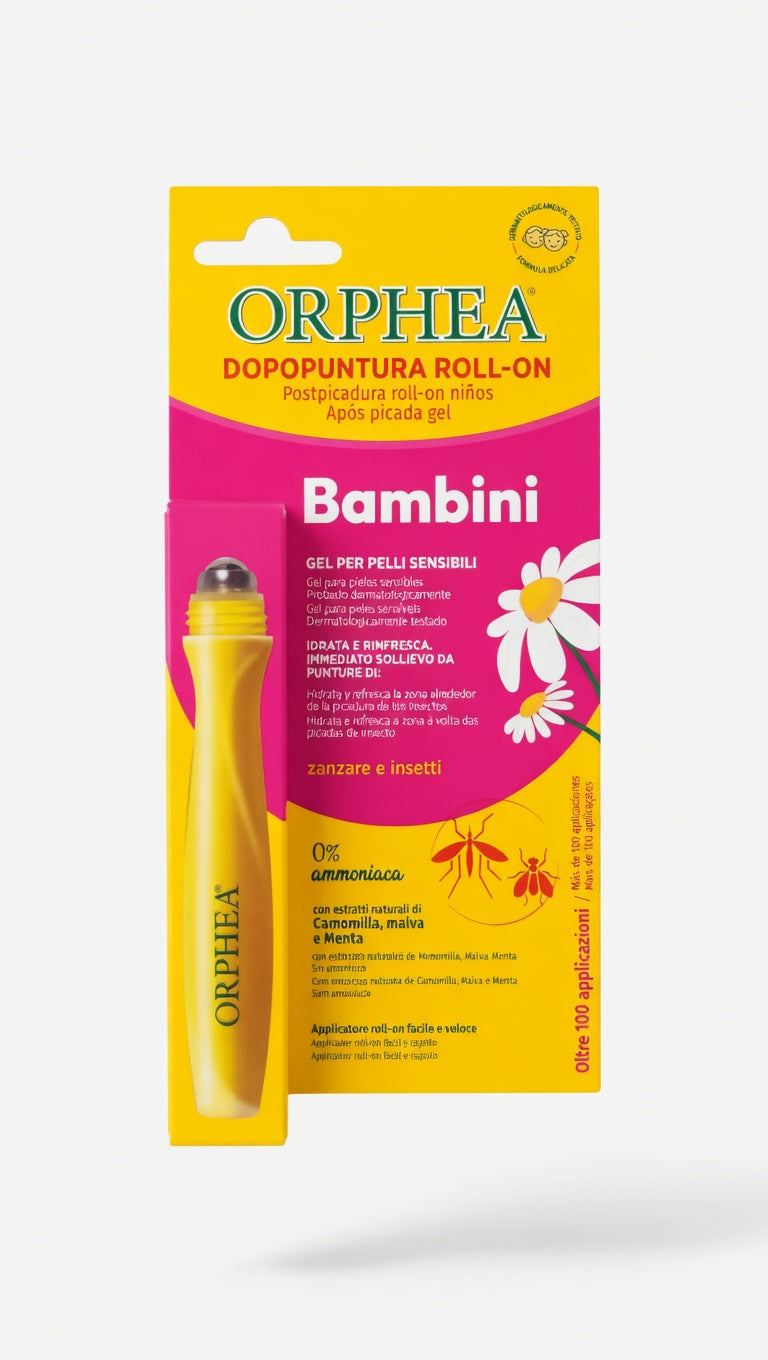 Orphea Dopopuntura Roll-On Bambini 15ml | Sollievo Immediato Prurito | Con Camomilla, Malva e Menta | Formula Delicata Naturale