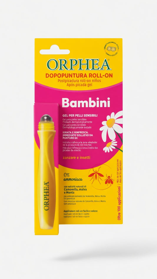 Orphea Dopopuntura Roll-On Bambini 15ml | Sollievo Immediato Prurito | Con Camomilla, Malva e Menta | Formula Delicata Naturale