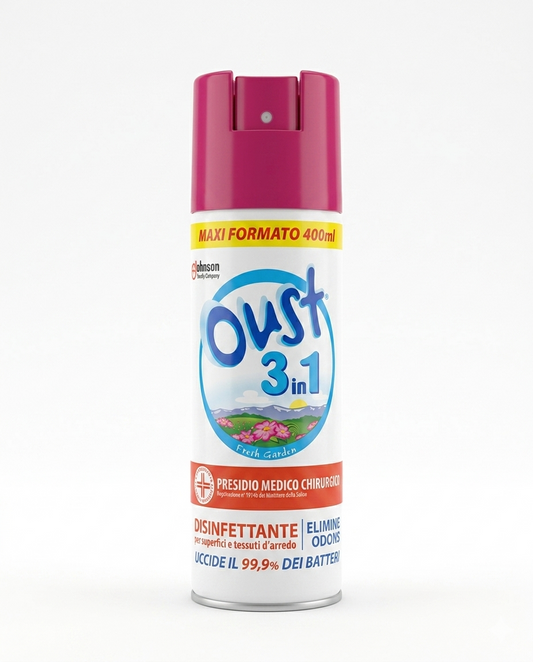 Oust 3 in 1 Spray Disinfettante Fresh Garden 400ml, elimina batteri e cattivi odori su superfici e tessuti