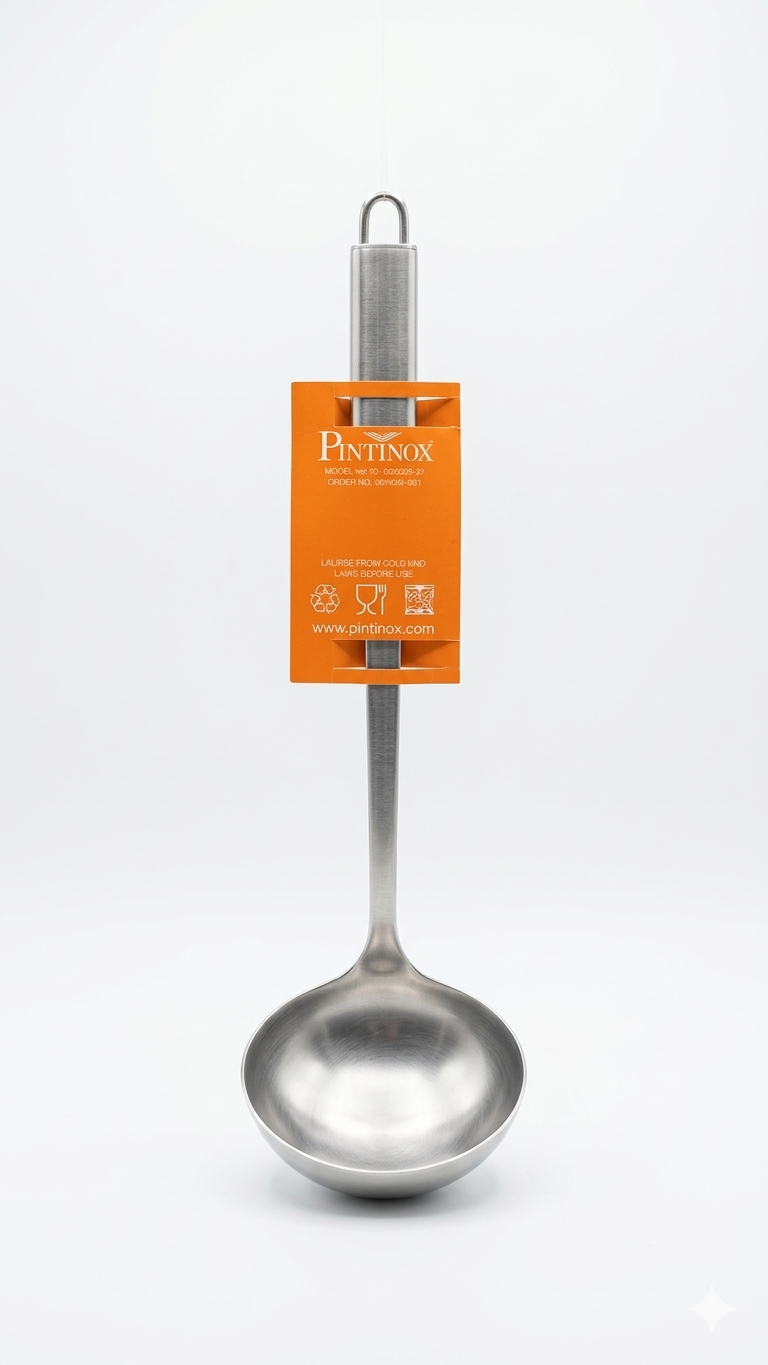 Pintinox Mestolo Professionale Ø 9 cm Serie Ellisse in Acciaio Inox – Made in Italy – Utensile di Alta Qualità per Alimenti