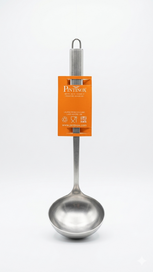 Pintinox Mestolo Professionale Ø 9 cm Serie Ellisse in Acciaio Inox – Made in Italy – Utensile di Alta Qualità per Alimenti