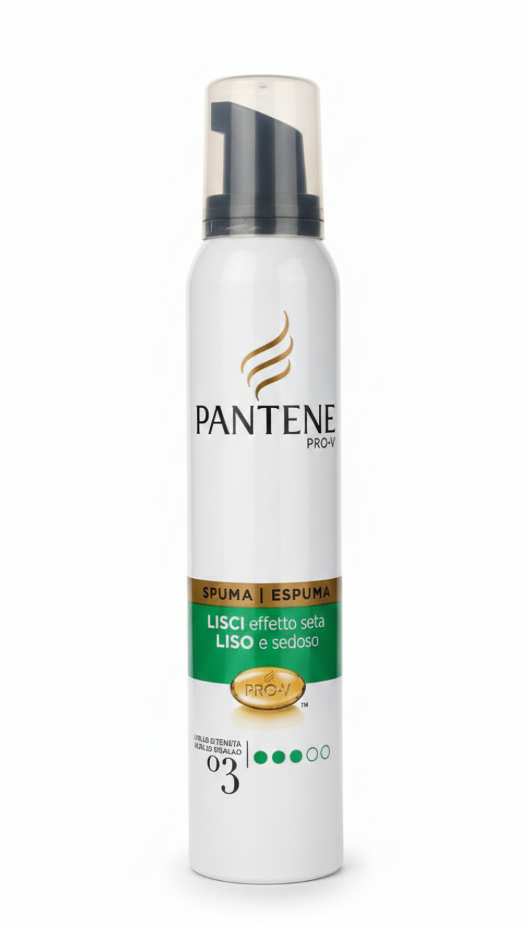 Pantene Pro-V Spuma Lisci Effetto Seta 200ml – Tenuta 24H Anti-Crespo – Formula Nutriente Pro-V per Capelli Setosi e Idratati – Qualità Certificata