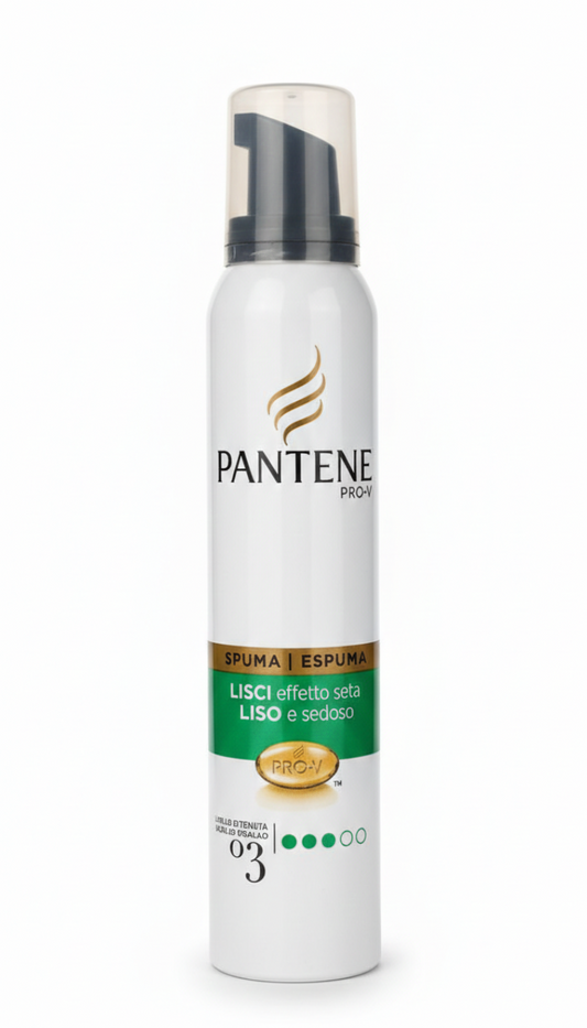 Pantene Pro-V Spuma Lisci Effetto Seta 200ml – Tenuta 24H Anti-Crespo – Formula Nutriente Pro-V per Capelli Setosi e Idratati – Qualità Certificata