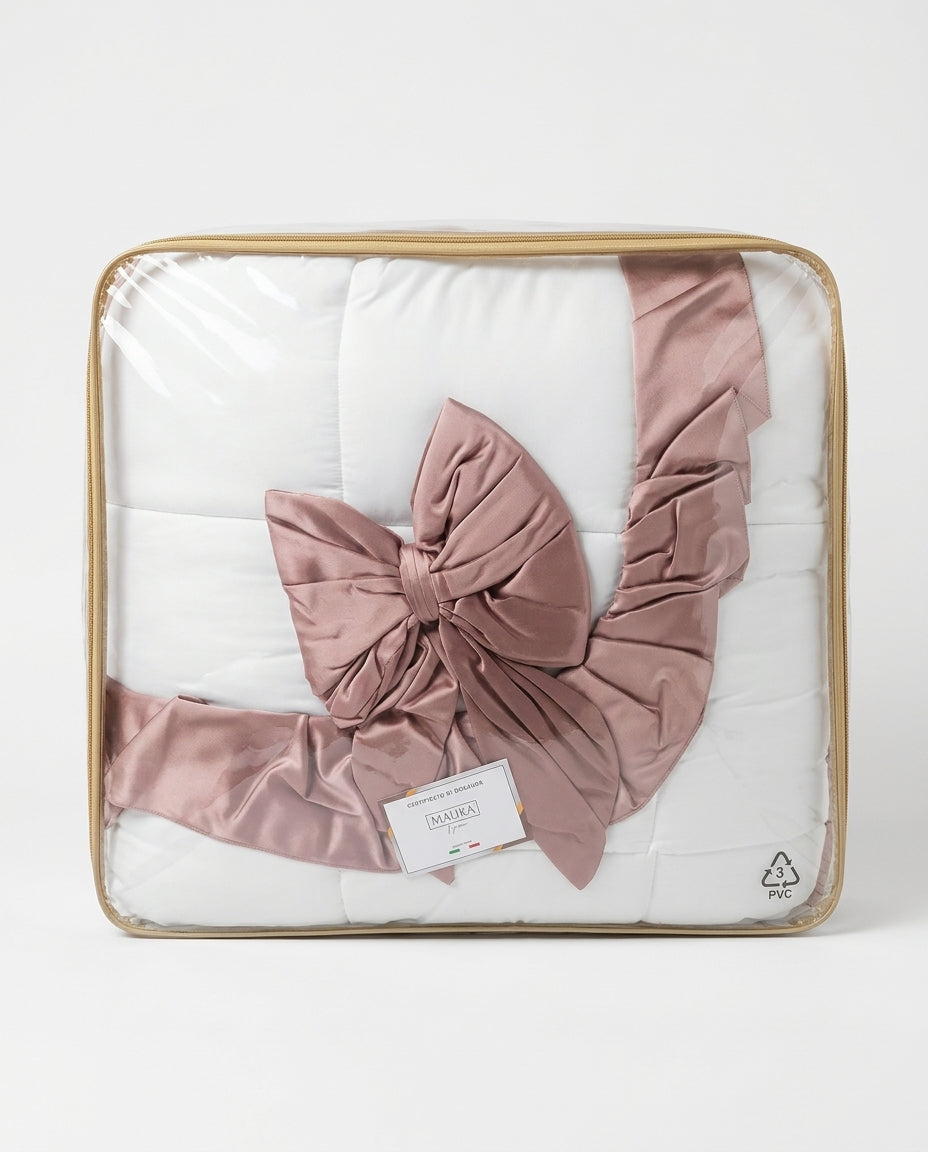 Malika Home Trapunta Matrimoniale Belle Époque Balza in Velluto Fiocco e Cuscino Arredo Made in Italy – Eleganza Lusso Camera da Letto