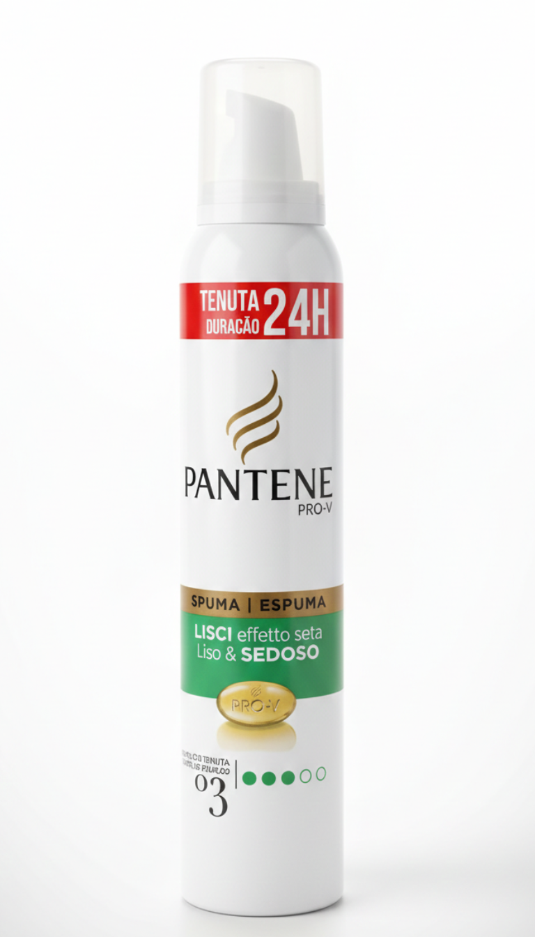 Pantene Pro-V Spuma Lisci Effetto Seta 200ml – Tenuta 24H Anti-Crespo – Formula Nutriente Pro-V per Capelli Setosi e Idratati – Qualità Certificata
