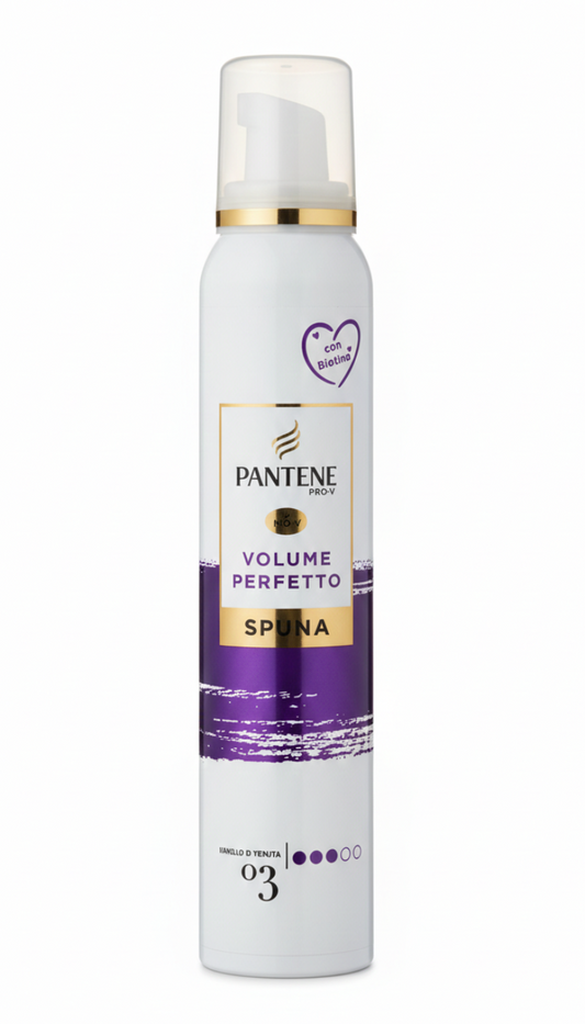 Pantene Pro-V Spuma Volume Perfetto 200ml – Con Biotina e Nutrienti Pro-V – Tenuta Flessibile Livello 3 – Effetto Spessore e Protezione Termica
