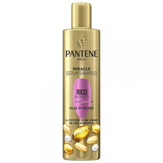 Pantene Pro-V Miracle Serum Shampoo Ricci Perfetti 250 ml con siero Pro-V, lipidi e olio di ricino per ricci nutriti, definiti ed elastici anti-crespo