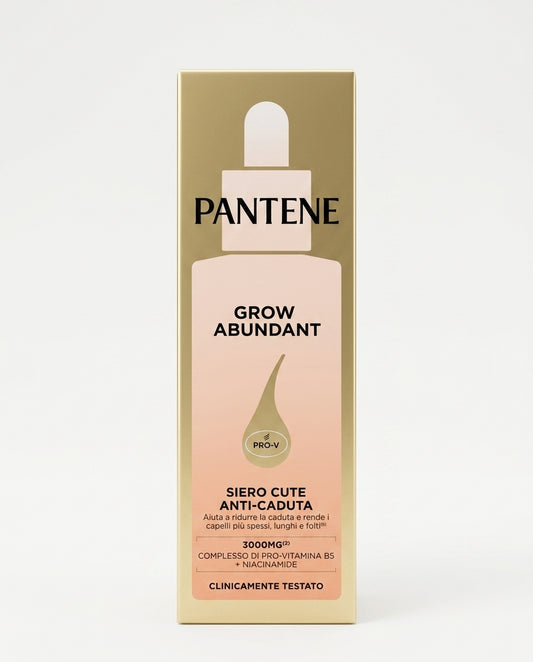 Pantene Pro-V Grow Abundant Siero Cute Anti-Caduta 60 ml, con complesso Pro-V B5 e niacinamide, formulato per rafforzare l'ancoraggio alla radice e rendere i capelli più spessi, lunghi e folti.