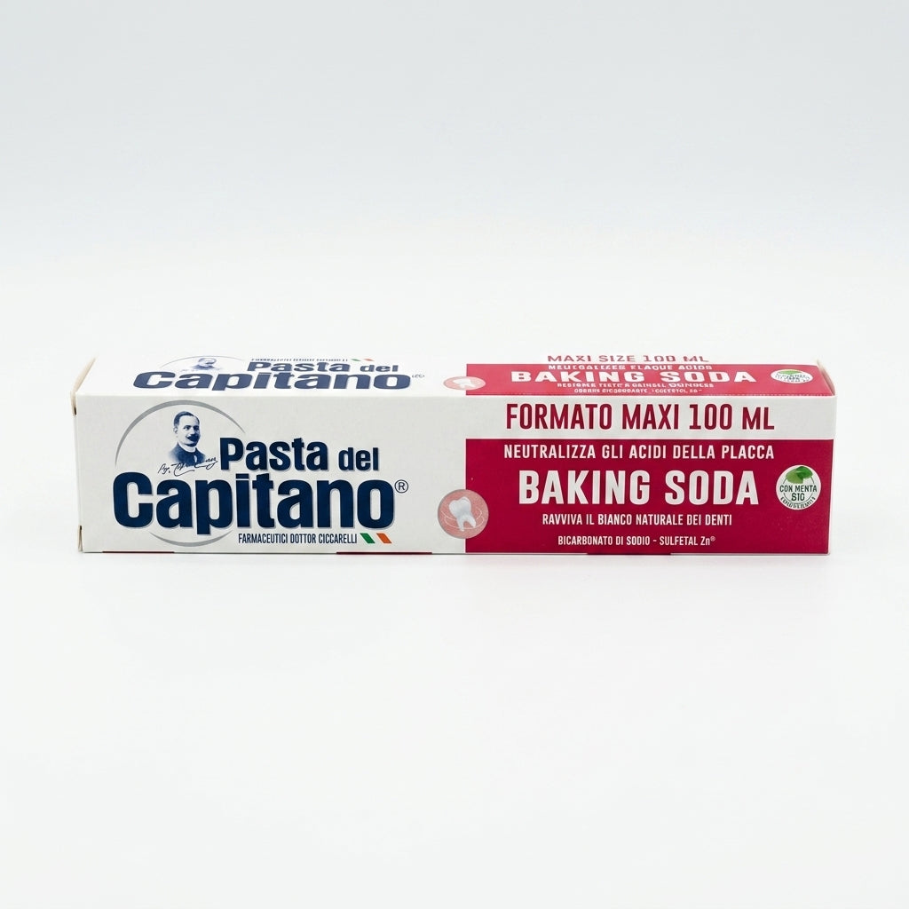 Pasta Del Capitano Dentifricio Baking Soda 100ml – Sbiancante Naturale al Bicarbonato di Sodio e Menta Bio