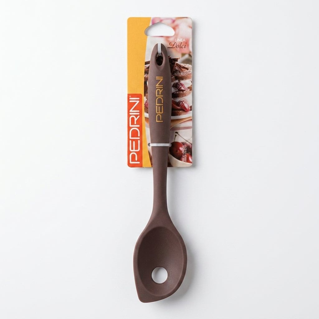 Pedrini Linea Dolci Spatola per Dolci in morbido silicone con foro 03GD233, scraper ideale per impasti e creme, lavabile in lavastoviglie.