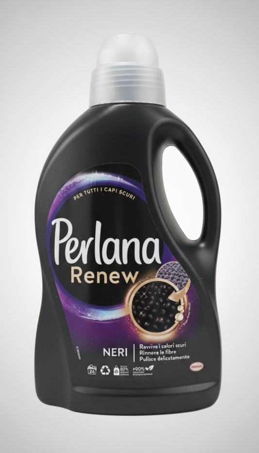 Perlana Renew Neri detersivo liquido 1,44 L per capi scuri, ravviva colori e rinnova fibre, 24 lavaggi.