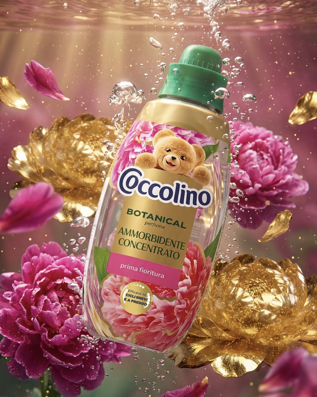 Coccolino Botanical Perfume Ammorbidente Concentrato Prima Fioritura 50 Lavaggi 750 ml – Formula Trasparente CrystalFresh™ con Essenze di Petali di Rosa, Bergamotto e Mughetto