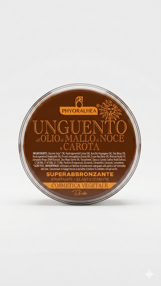 Phyoralhea Unguento Superabbronzante 150g al Mallo di Noce e Carota – Acceleratore Abbronzatura Intensa e Nutriente