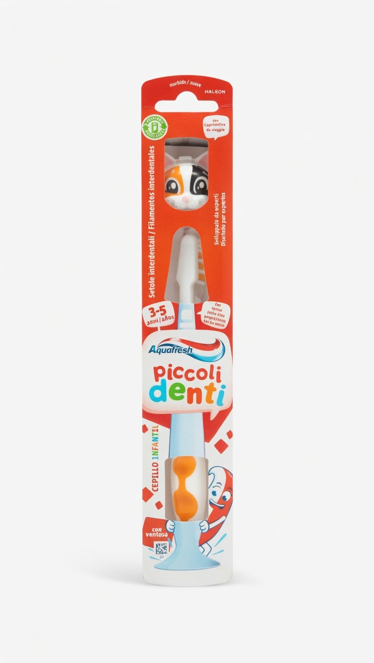 Aquafresh Spazzolino Flex Piccoli Denti (3-5 Anni) | Setole Morbide e Testina Flessibile per Denti da Latte | Personaggi Animali Divertenti