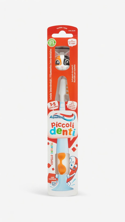 Aquafresh Spazzolino Flex Piccoli Denti (3-5 Anni) | Setole Morbide e Testina Flessibile per Denti da Latte | Personaggi Animali Divertenti