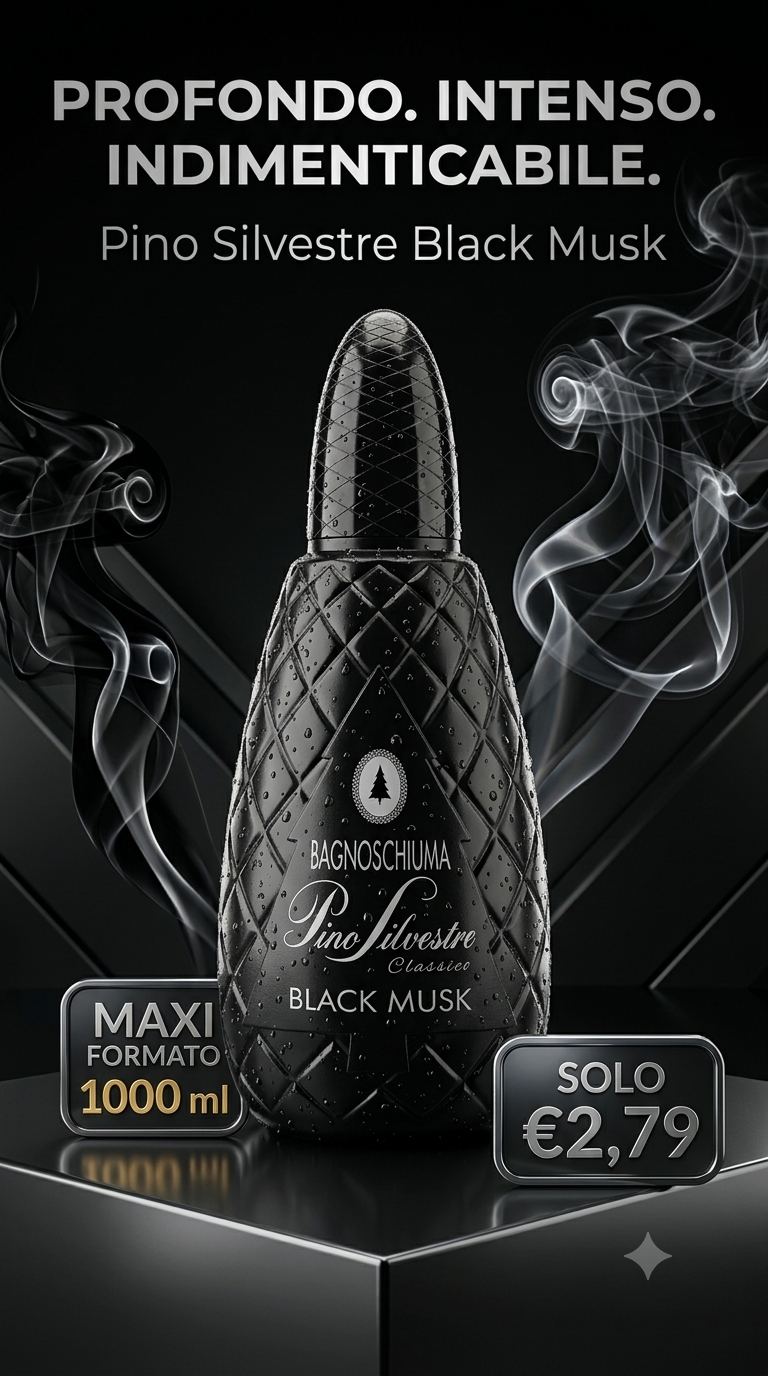 PINO SILVESTRE Bagnoschiuma Black Musk Classico 1000 ml Concentrato Muschiato – Maxi Formato Convenienza Rigenerante