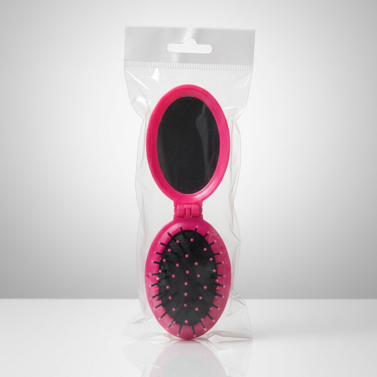 Guenzani 189 Spazzola da Viaggio Pieghevole con Specchio Ovale Integrato | Design Lotus Compatto & Salvaspazio | Ideale per Borsa e Travel Kit | Setole Delicate