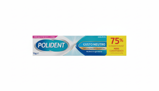 Polident Adesivo Protesi Gusto Neutro 70g - Tenuta Giornaliera, Senza Zinco