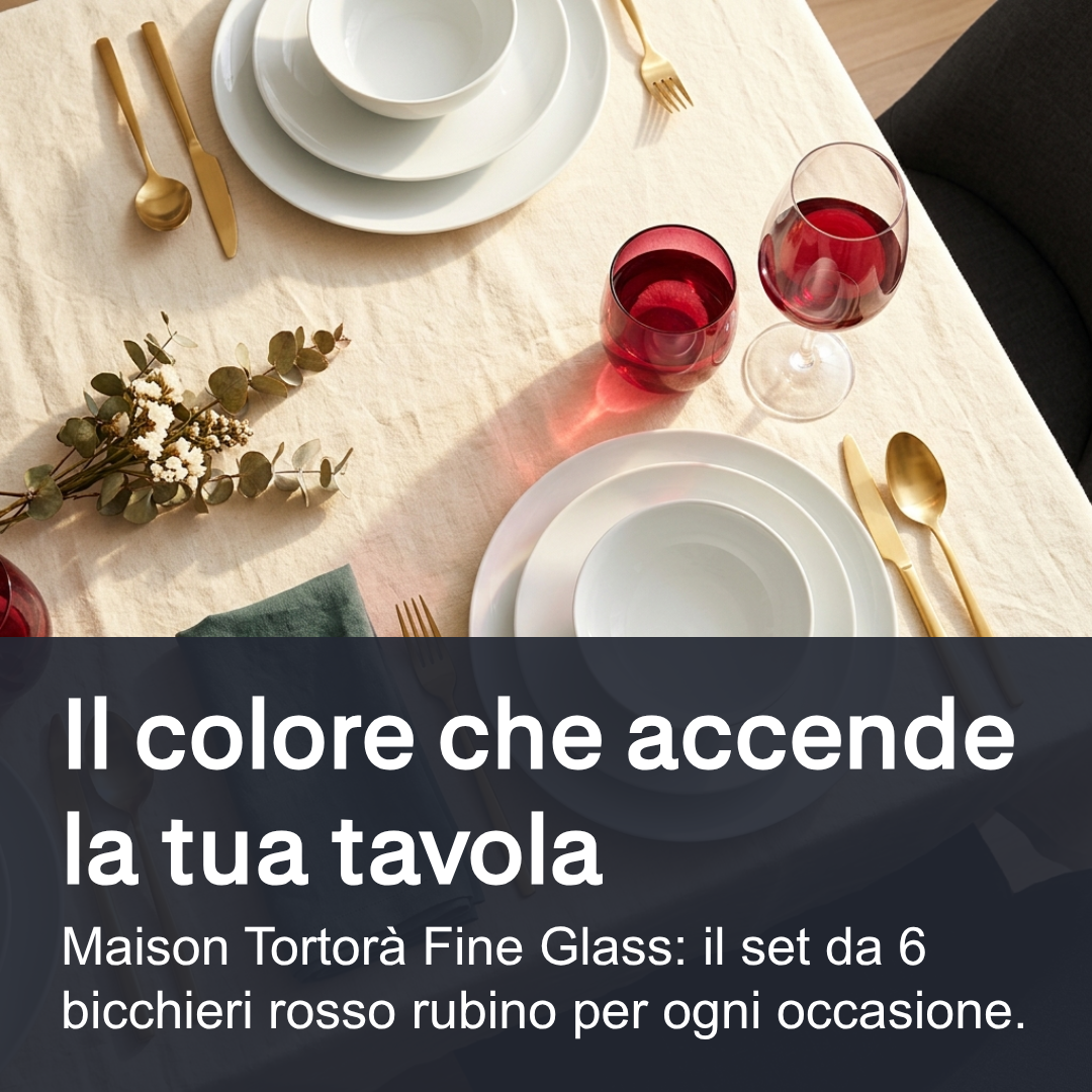 Maison Tortorà Set 6 Bicchieri in Vetro Colorati Rosso Prestige 260 ml per Acqua Succhi e Drink – Design Scanalato Canneté Luxury