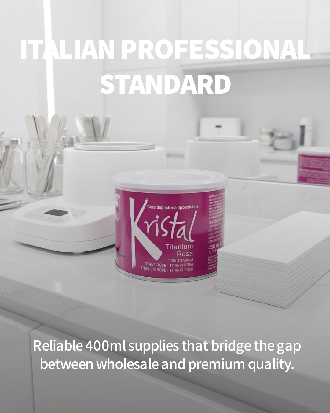 Kristal Cera Depilatoria Liposolubile Titanium Rosa 400ml – Biossido di Titanio per Pelli Sensibili e Zone Delicate