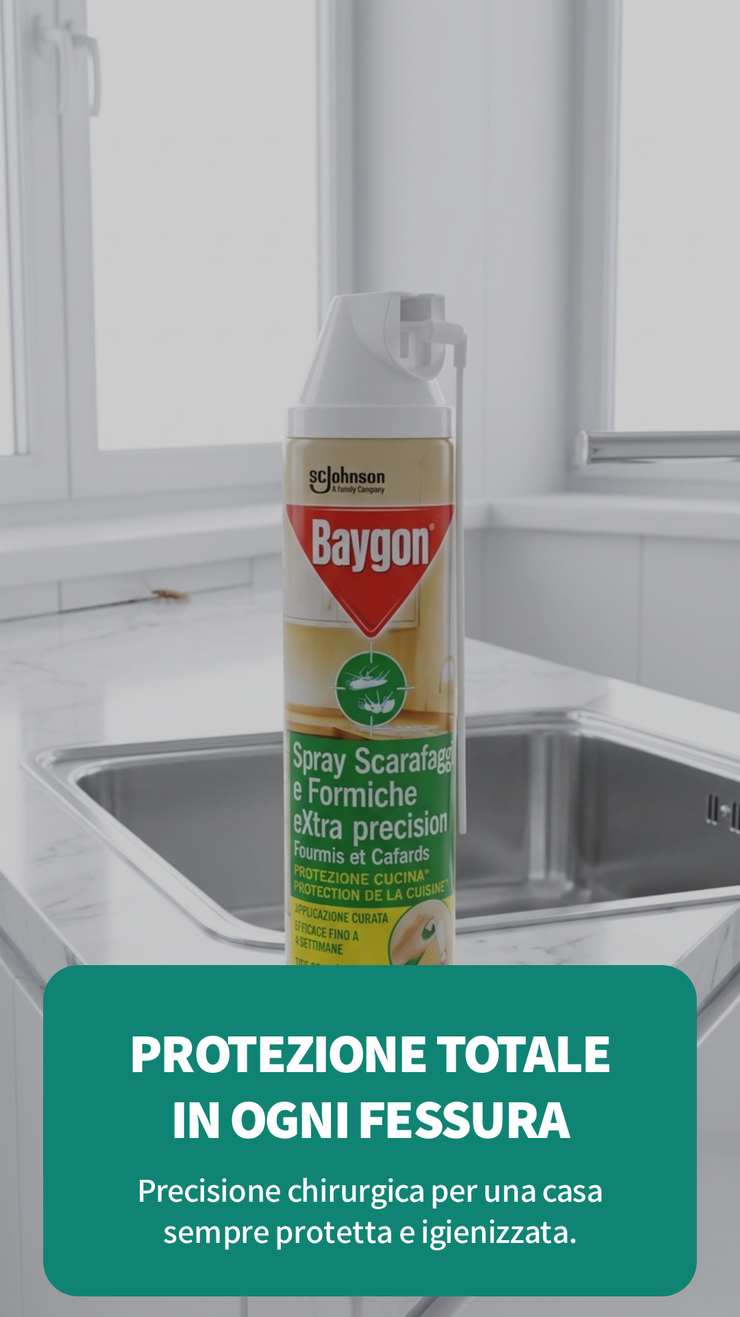 Baygon Spray Scarafaggi e Formiche eXtra Precision 400ml Cannuccia Snodata – Presidio Medico Chirurgico Azione Rapida e Barriera 4 Settimane