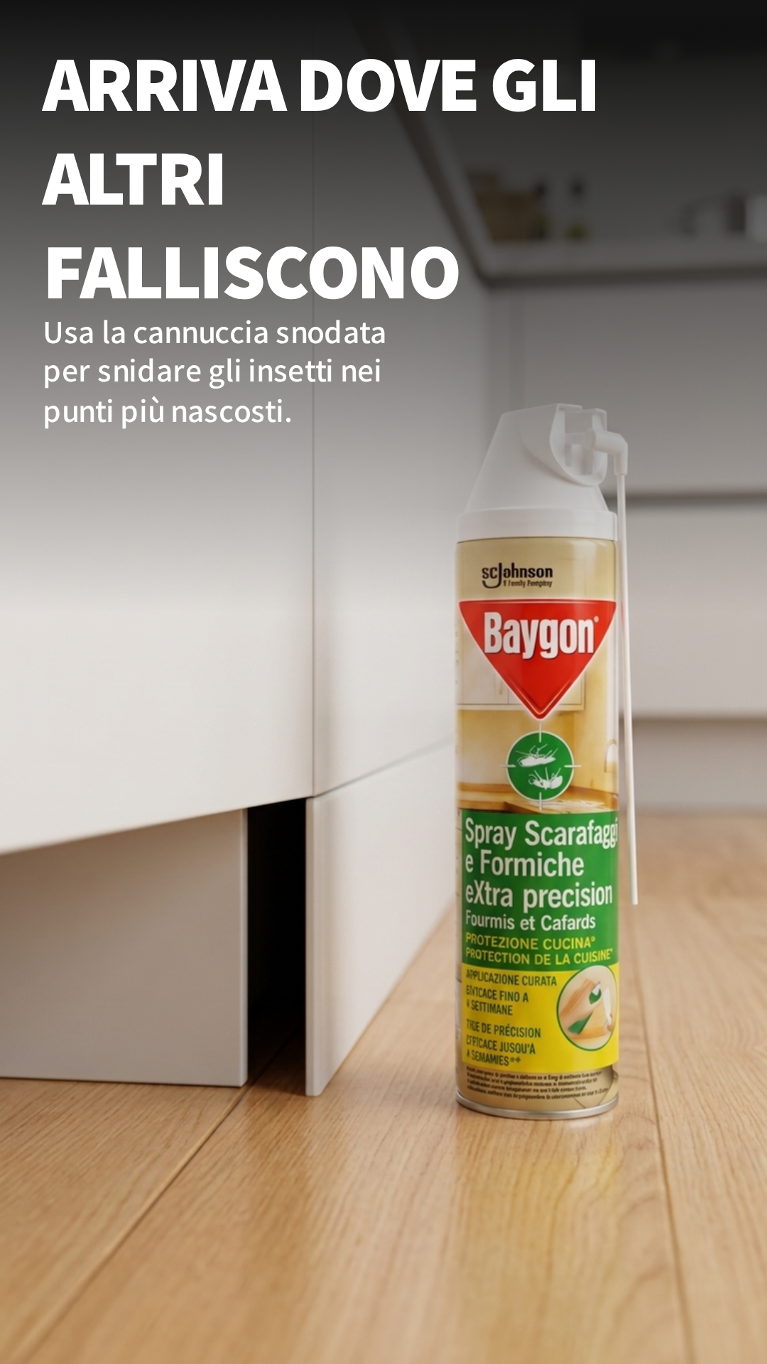 Baygon Spray Scarafaggi e Formiche eXtra Precision 400ml Cannuccia Snodata – Presidio Medico Chirurgico Azione Rapida e Barriera 4 Settimane