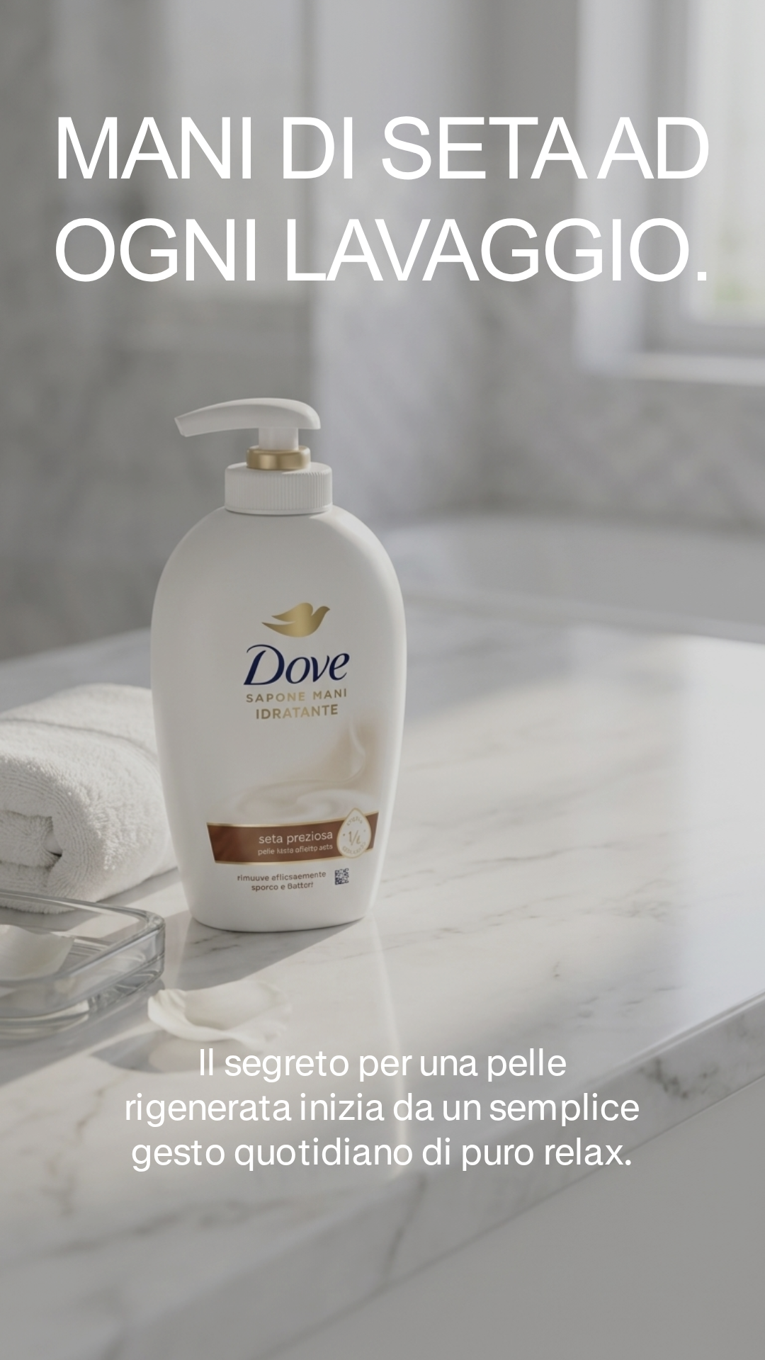 Dove Sapone Mani Idratante Seta Preziosa 1/4 Crema Idratante Plastica Riciclata – Detersione Delicata Seta 250ml
