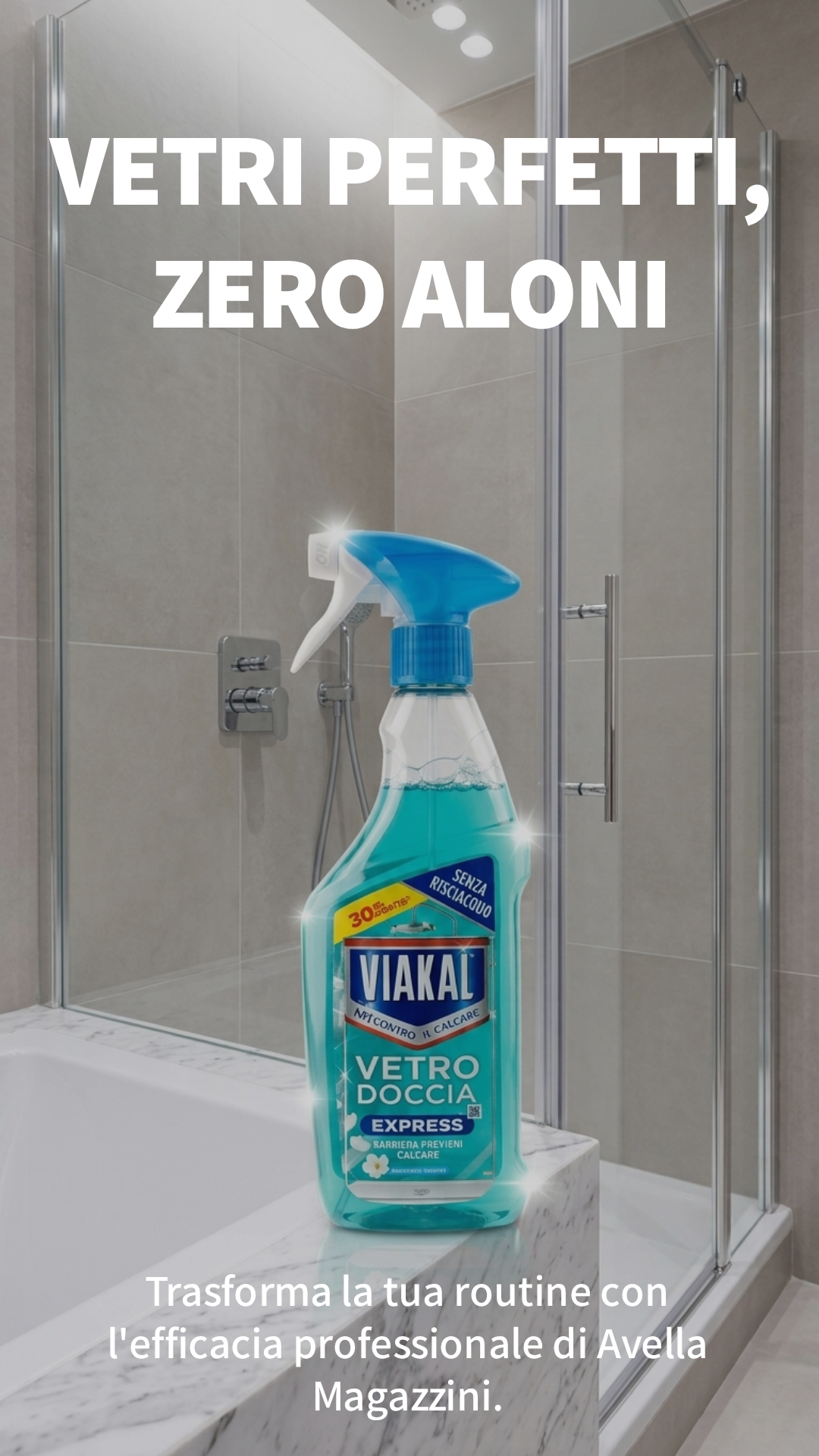 Viakal Vetro Doccia Express Spray 470ml – Anticalcare Professionale Senza Risciacquo