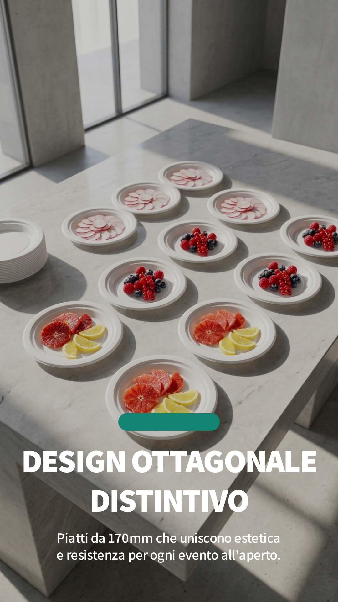 DOpla Re-Usable Piatti Frutta Ottagonali 25 Pezzi Ø170mm Polistirene PS6 – Riusabili Resistenti Lavastoviglie e Microonde