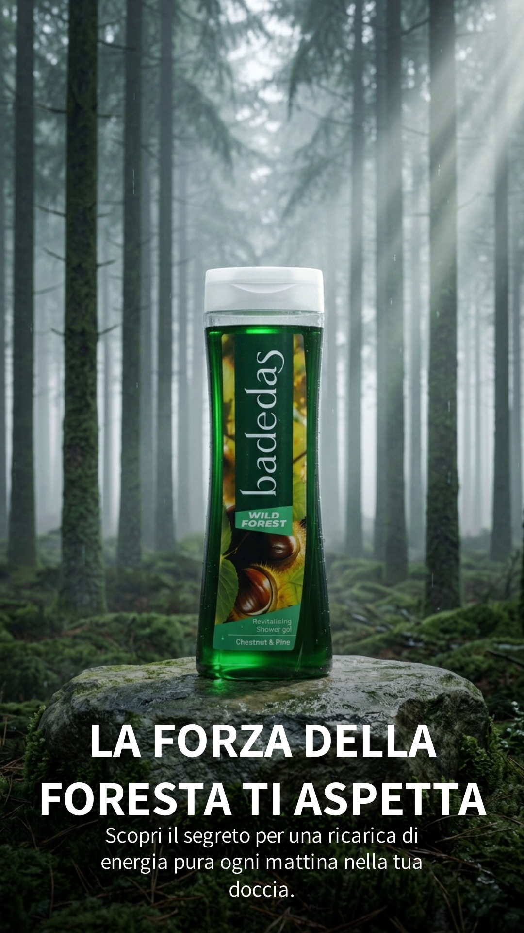 Badedas Wild Forest Gel Doccia Rivitalizzante 600ml – Estratto di Castagna e Pino per una Pelle Fresca e Tonificata