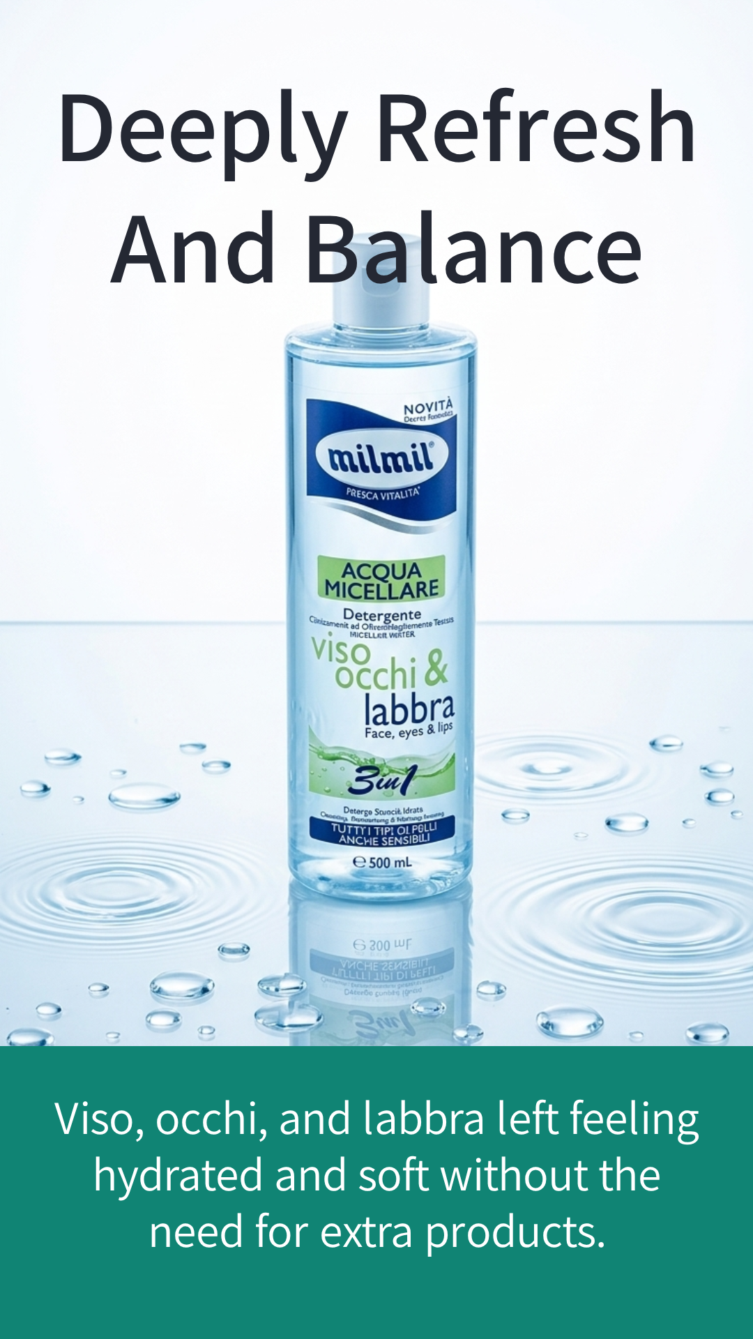Mil Mil Acqua Micellare 3in1 500ml Delicata – Detergente Struccante Idratante Pelli Sensibili