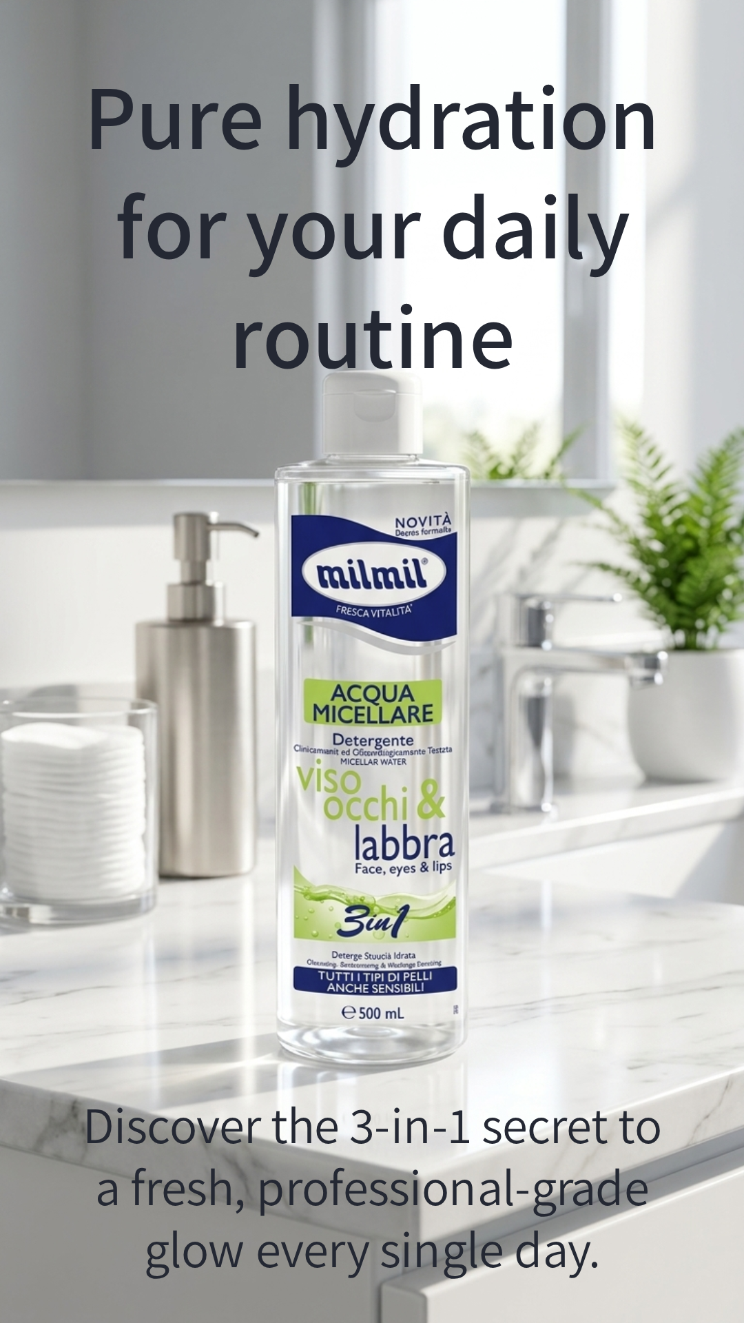 Mil Mil Acqua Micellare 3in1 500ml Delicata – Detergente Struccante Idratante Pelli Sensibili