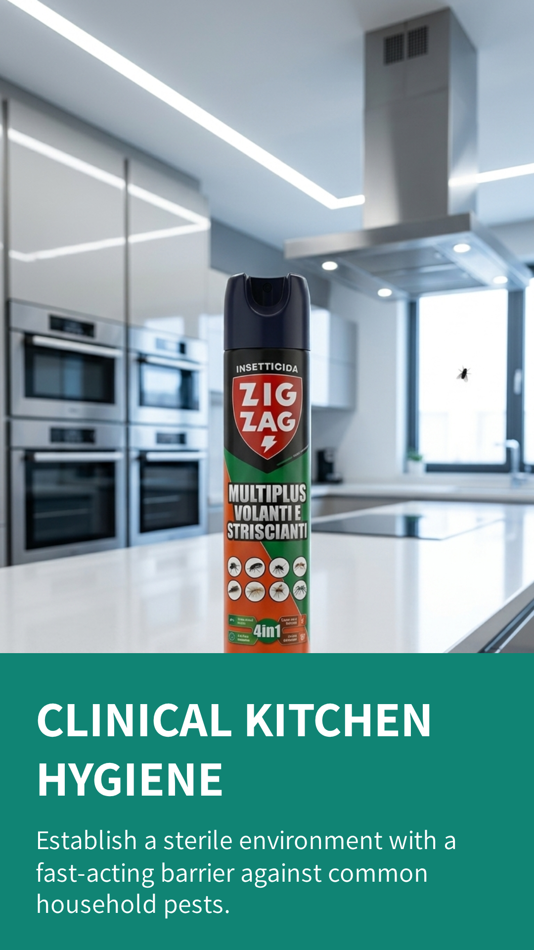 Zig Zag Multiplus 4in1 Insetticida Spray Volanti Striscianti 500ml – Formula All'Acqua PMC Effetto Spazio-Tempo