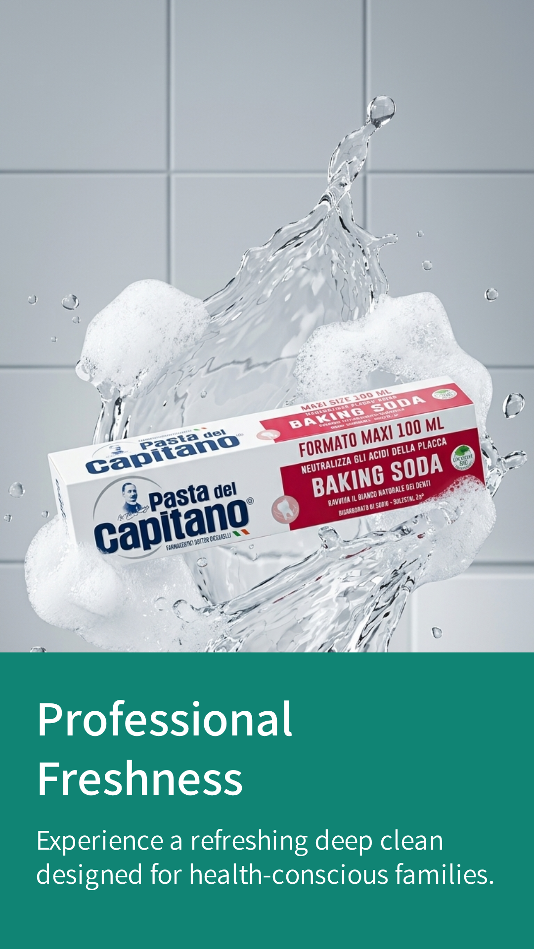 Pasta Del Capitano Dentifricio Baking Soda 100ml – Sbiancante Naturale al Bicarbonato di Sodio e Menta Bio