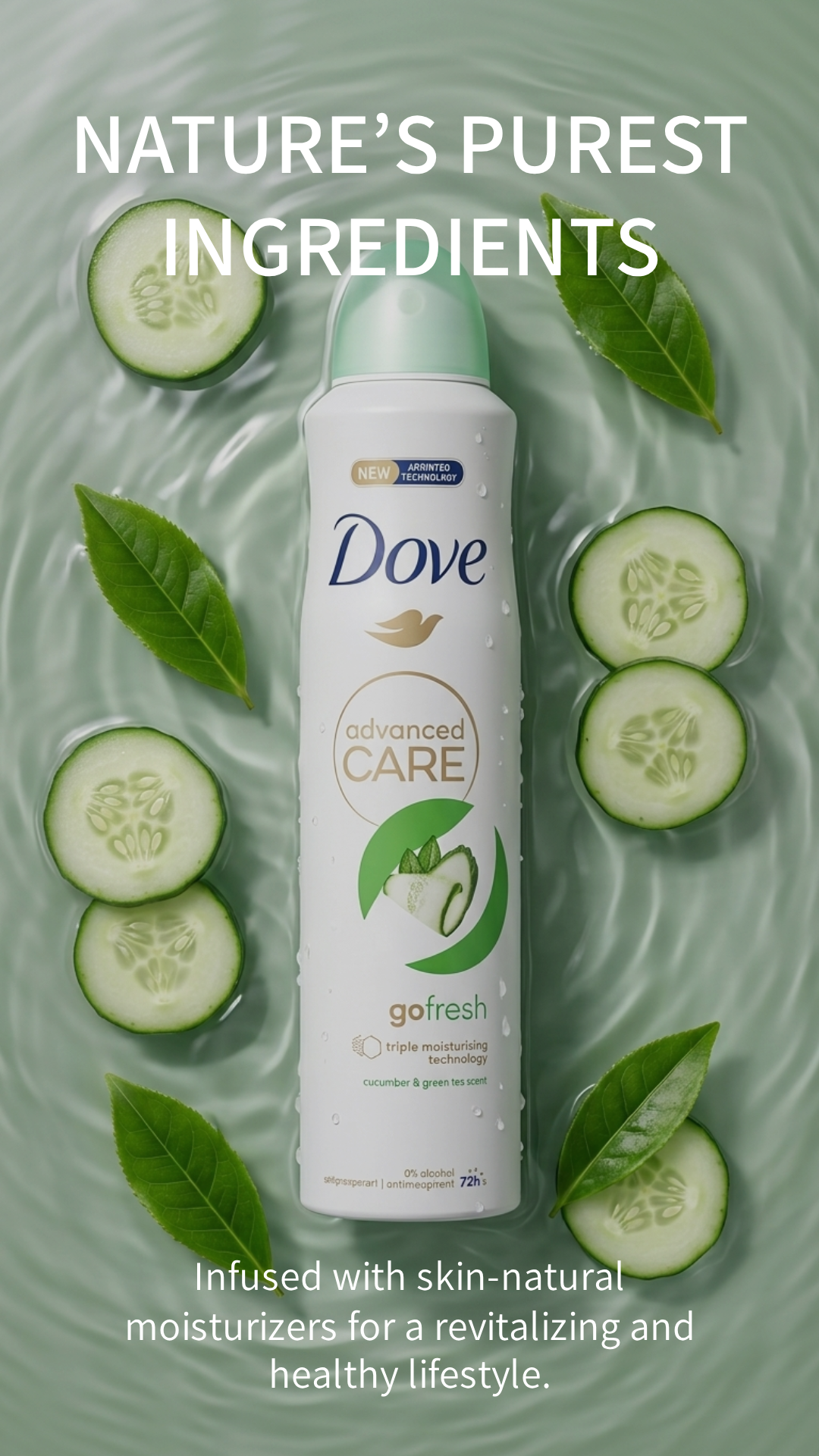 Dove Advanced Care Go Fresh Deodorante Spray 250ml – Cetriolo e Tè Verde 72H