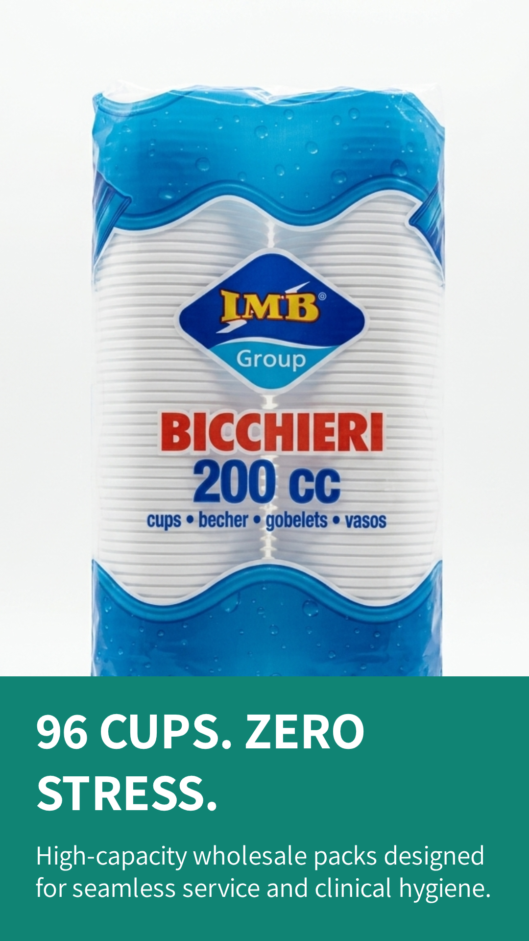 IMB Group Bicchieri Plastica 200cc 96 Pezzi – Monouso PP05 Bevande Calde 70°C Alimentare