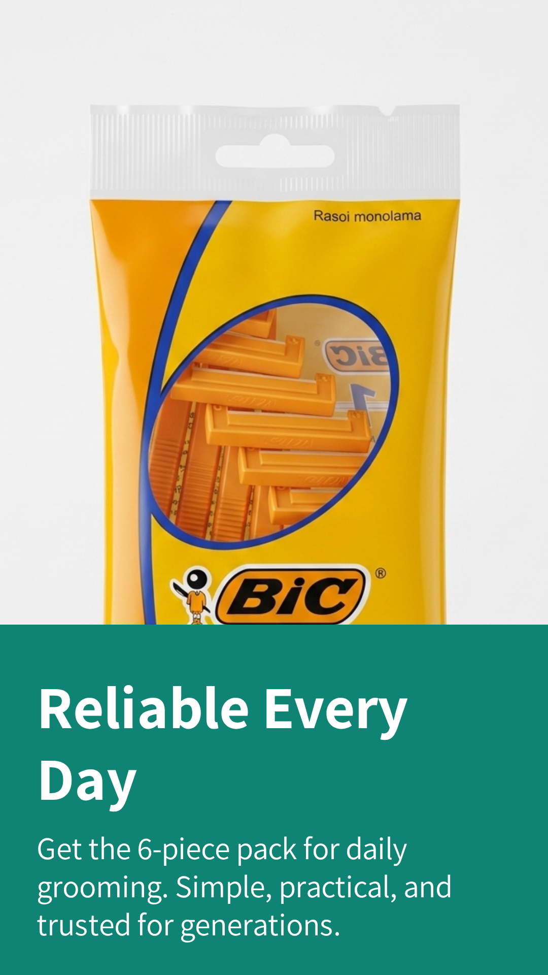 BIC 1 Monolama Rasoi Usa e Getta 6 Pezzi – Acciaio Inox Precisione e Igiene Facile Risciacquo