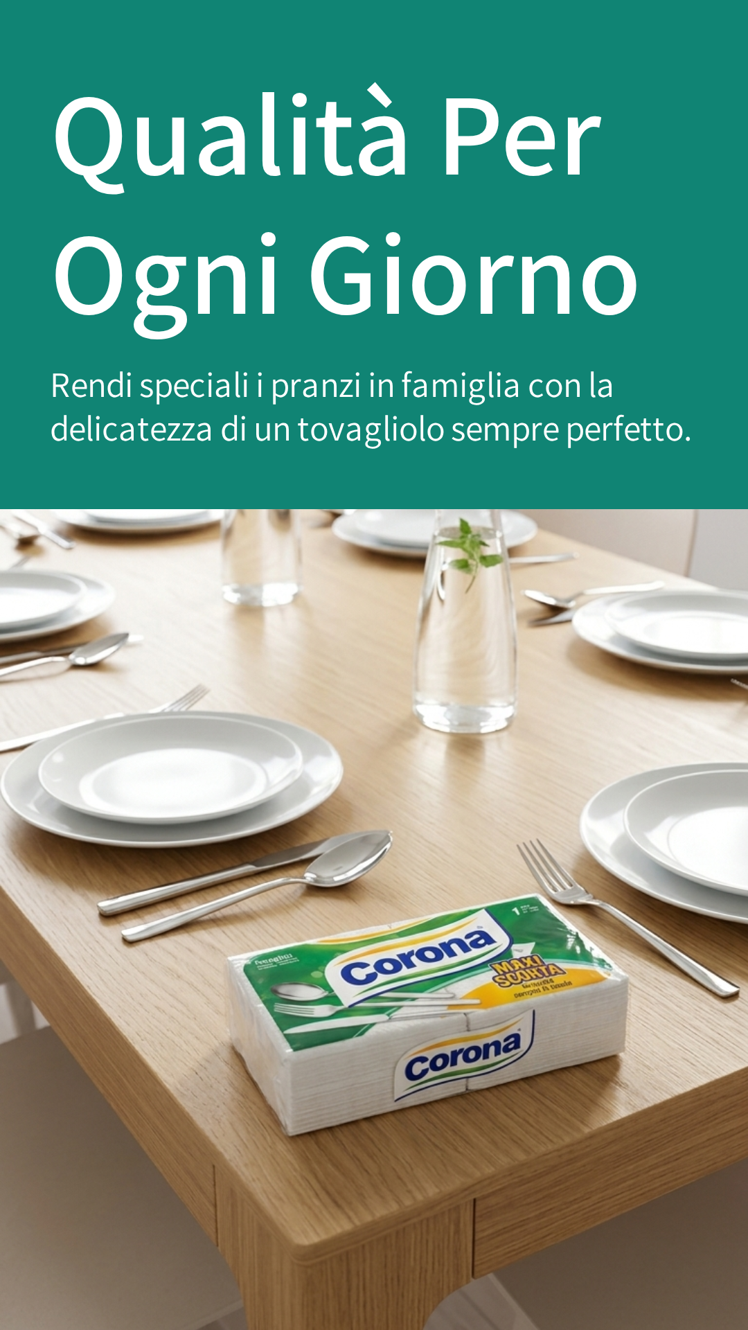 Corona Tovaglioli Maxi Scorta 180pz | Pura Ovatta di Cellulosa 33x30 cm | Morbidi e Resistenti | Made in Italy