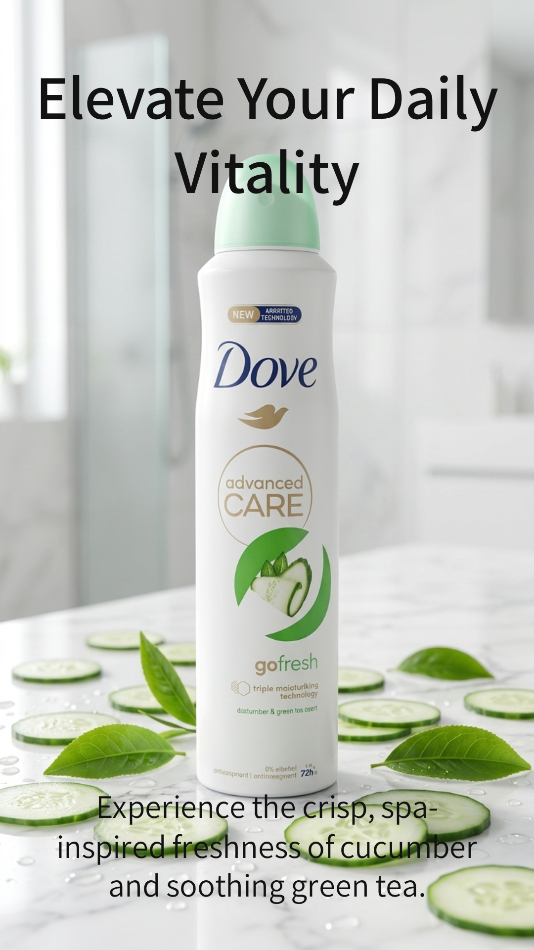 Dove Advanced Care Go Fresh Deodorante Spray 250ml – Cetriolo e Tè Verde 72H