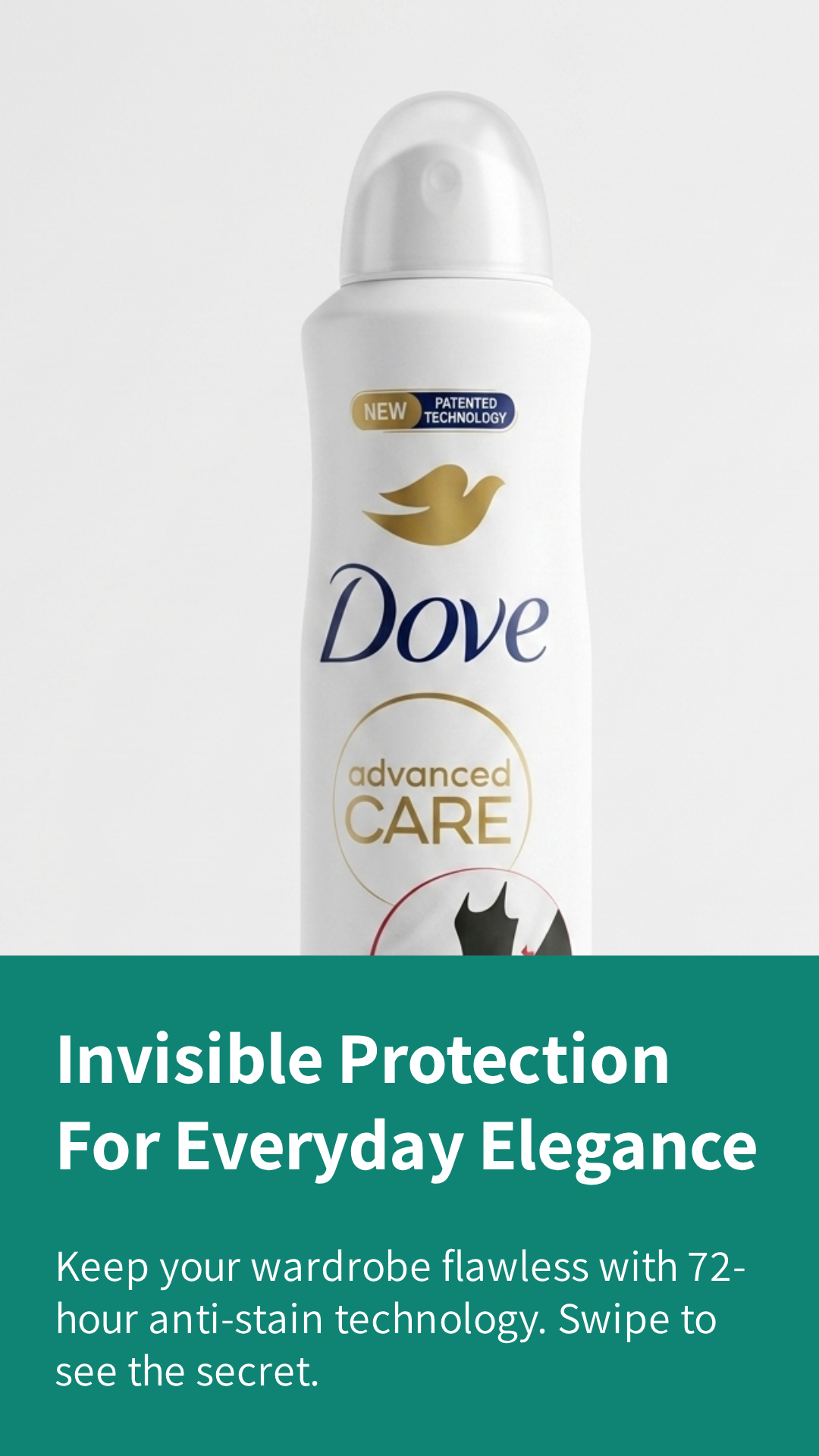Dove Advanced Care Invisible Care Deodorante Spray Antitraspirante 250ml – Protezione 72 Ore, 0% Alcol, Tecnologia Tripla Idratazione