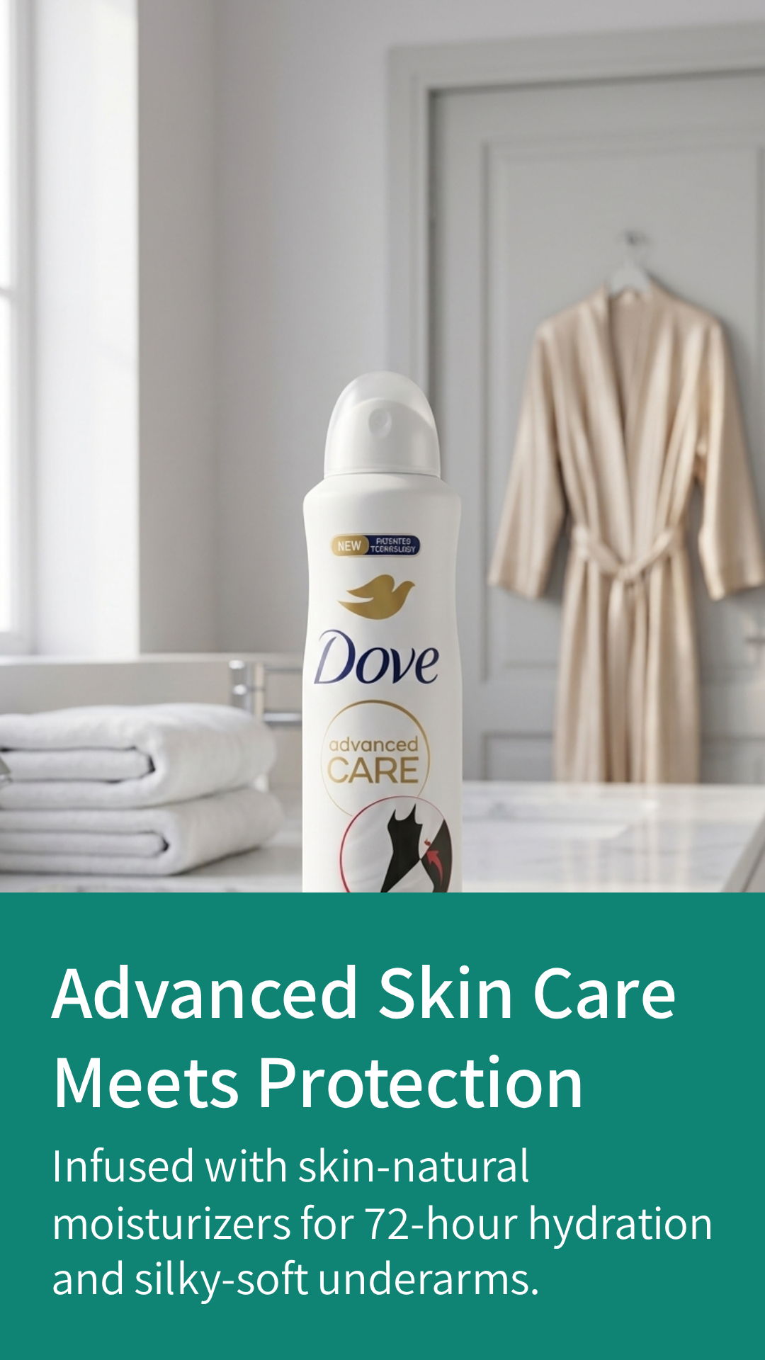 Dove Advanced Care Invisible Care Deodorante Spray Antitraspirante 250ml – Protezione 72 Ore, 0% Alcol, Tecnologia Tripla Idratazione